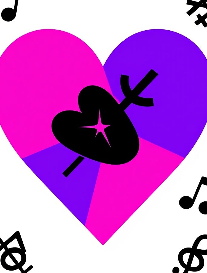 Vibrant Pink Purple Heart Melody Rug