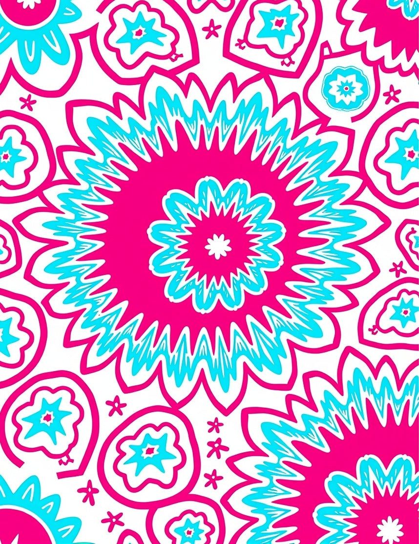 Vibrant Pink Turquoise Floral Radiance Rug