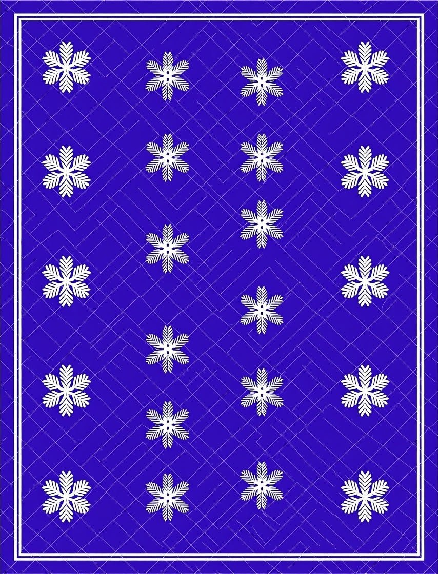 White Snowflake Blue Geometric Rug