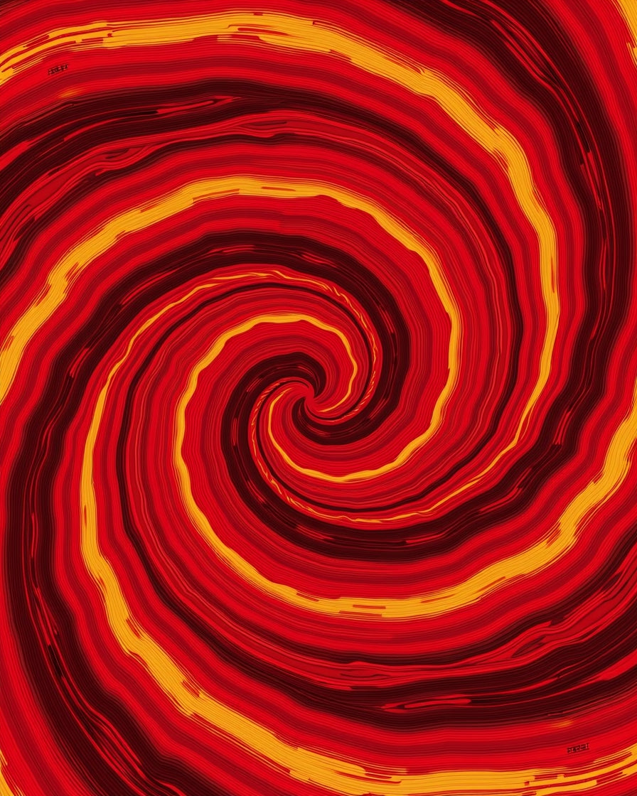 Fiery Red Swirling Spiral Rug