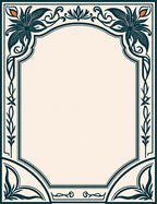 Dark Teal Floral Archway Frame Rug