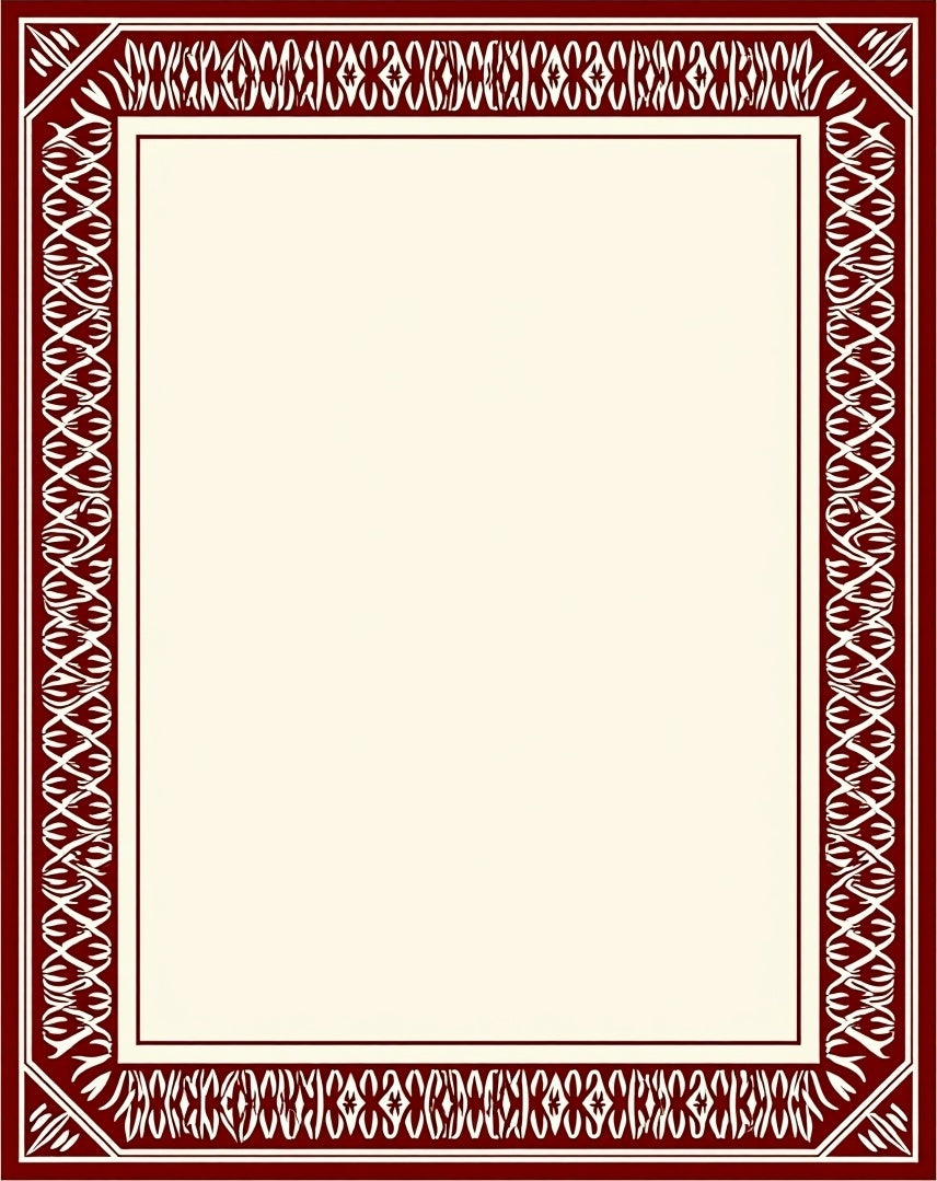 Deep Red Ornate Border Rug