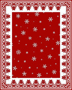 Festive Red Snowflake Border Rug