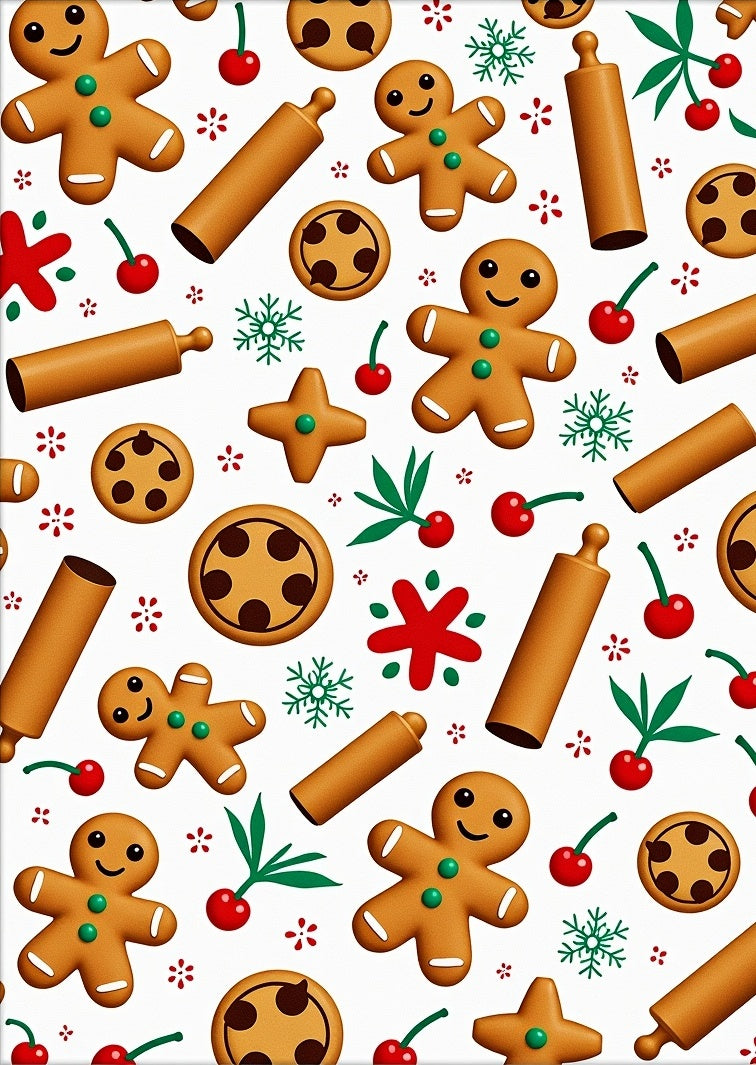 Gingerbread Cookie Rolling Pin Cherry Motif Rug