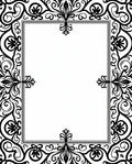 Black Rococo Scrollwork Floral Border Rug