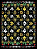 Black Garden Floral Vine Medallion Rug