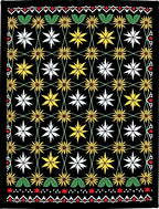 Black Garden Floral Vine Medallion Rug