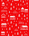 Winter Village Snowflakes Red White Rug