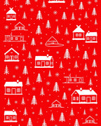 Winter Village Snowflakes Red White Rug