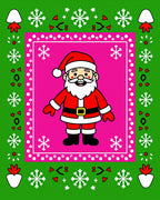 Vibrant Pink Festive Santa Snowflakes Rug