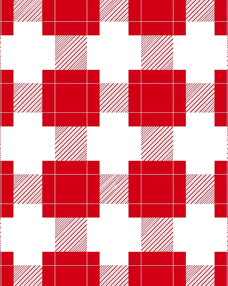 Red White Plaid Checks Rug