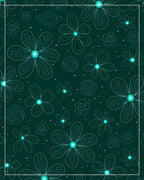 Teal Floral Outline Swirl Accent Rug