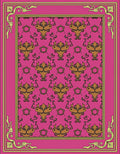 Ornate Rococo Pink Gold Floral Rug
