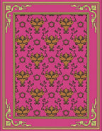 Ornate Rococo Pink Gold Floral Rug