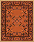 Fiery Orange Floral Medallion Accent Rug