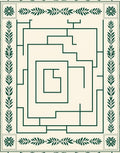Cream and Emerald Maze Botanical Border Rug