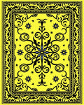 Vibrant Yellow Black Floral Medallion Rug