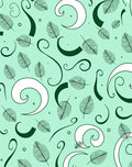 Teal Fern Swirls and Curls Rug