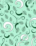 Teal Fern Swirls and Curls Rug