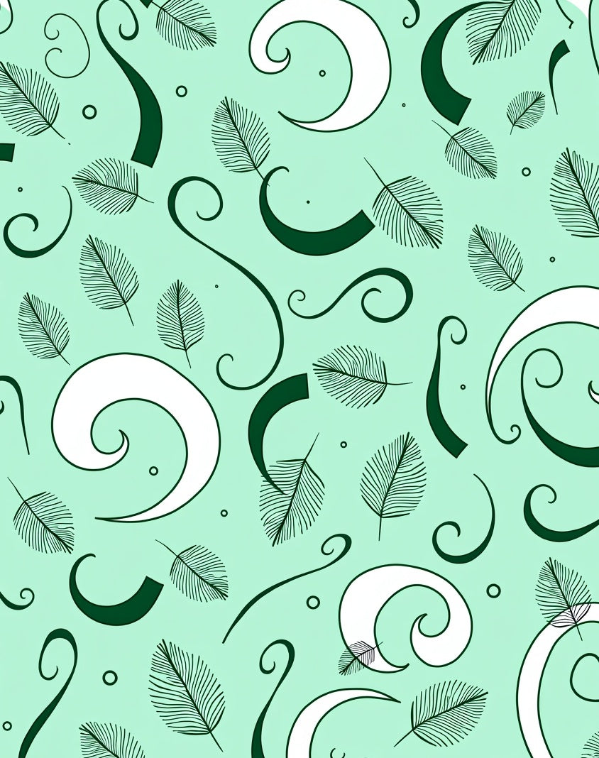 Teal Fern Swirls and Curls Rug