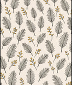 Natural Fern Leaf Gold Accents Rug