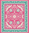 Vibrant Pink Floral Art Nouveau Rug
