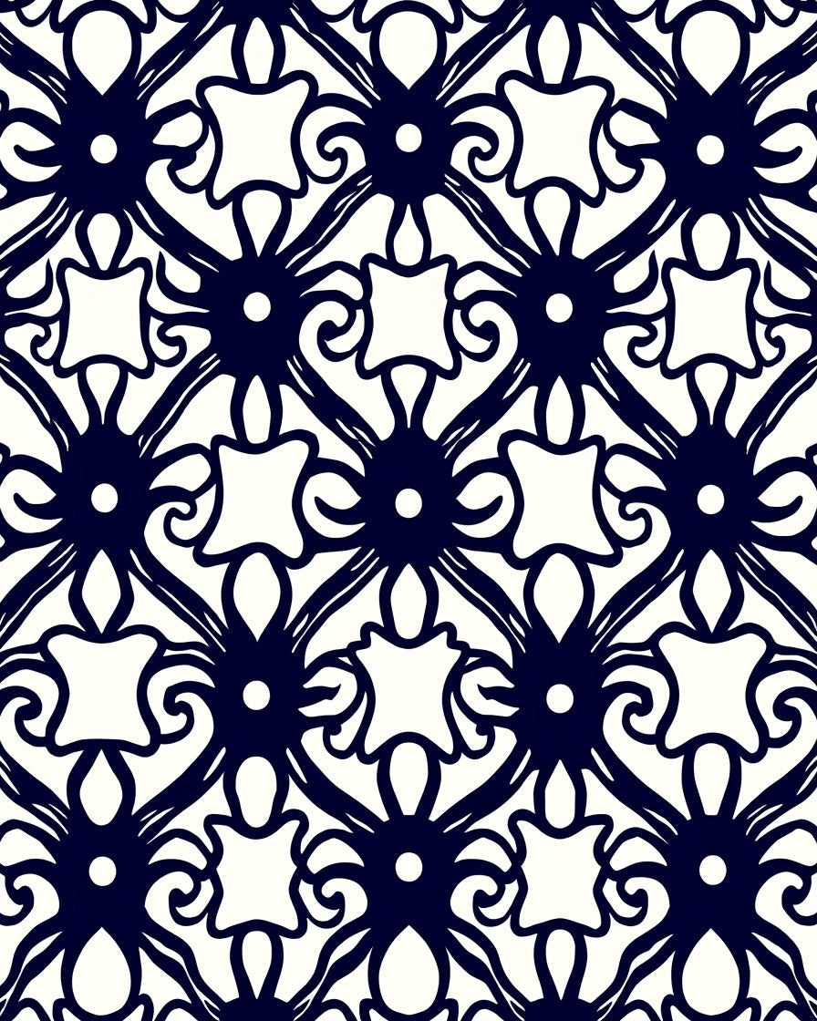 Artistic Navy Filigree Scrollwork Rug