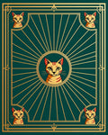 Golden Cat Sunburst Art Deco Rug