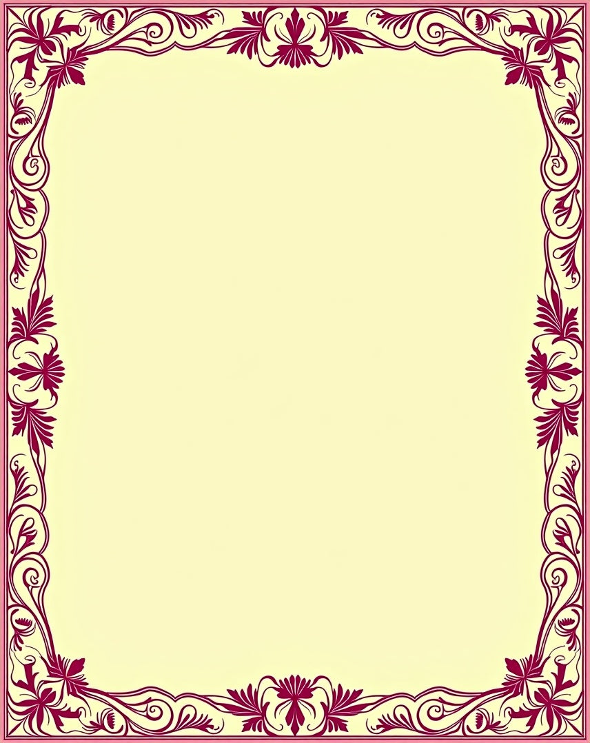Regal Crimson Floral Scrollwork Border Rug