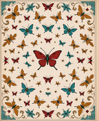 Whimsical Butterfly Garden Medallion Rug