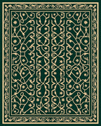Emerald Golden Floral Vine Lattice Rug