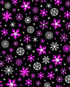 Bright Pink White Snowflake Medley Rug