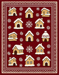 Cozy Gingerbread Houses Festive Red Rug