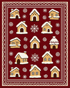 Cozy Gingerbread Houses Festive Red Rug