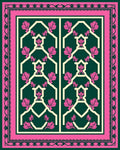 Emerald Pink Geometric Floral Lattice Rug