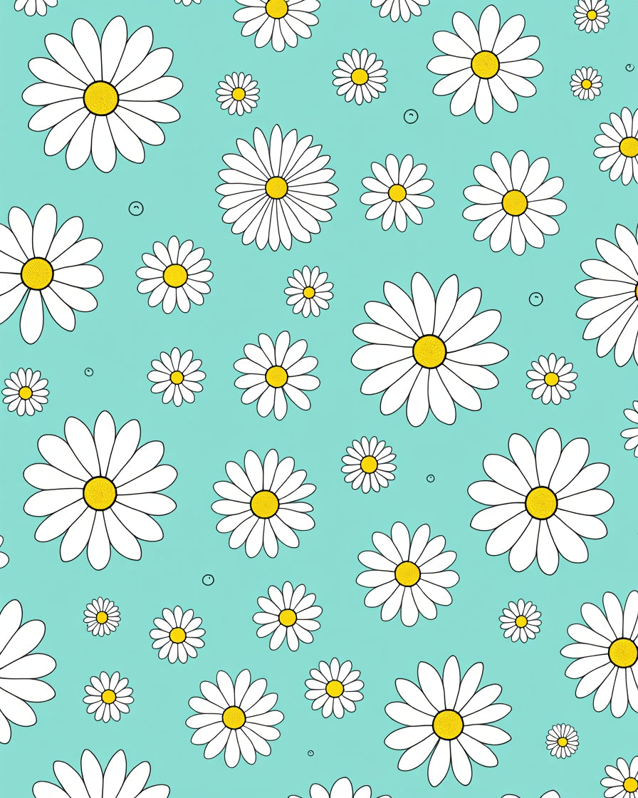 Bright Teal Daisy Patch Rug