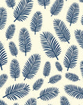 Navy Blue Botanical Frond Print Rug