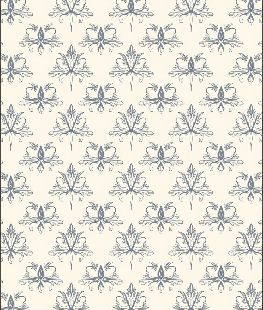 Ecru Damask Scroll Work Rug