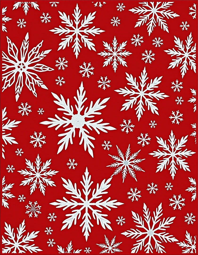 Festive Red White Snowflake Collage Rug