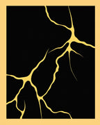 Black Gold Cracked Kintsugi Art Rug