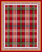 Bold Red Tartan Plaid Border Rug
