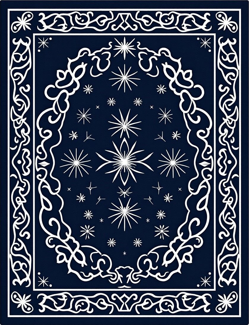 Midnight Blue Starburst Mandala Rug