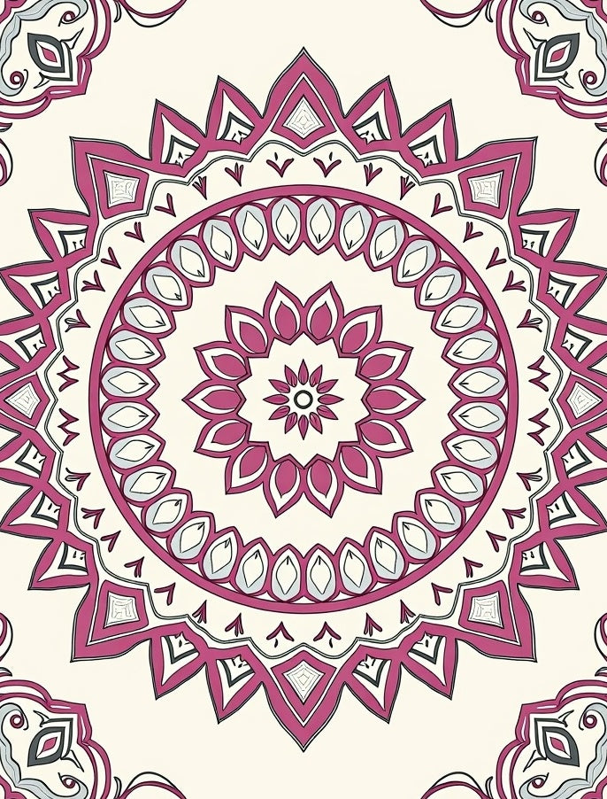 Deep Fuchsia Mandala Floral Medallion Rug