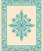 Elegant Teal Floral Scroll Ornament Rug