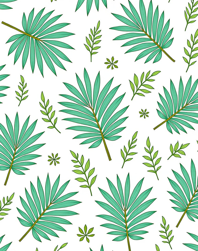 Emerald Tropical Palm Frond Foliage Rug