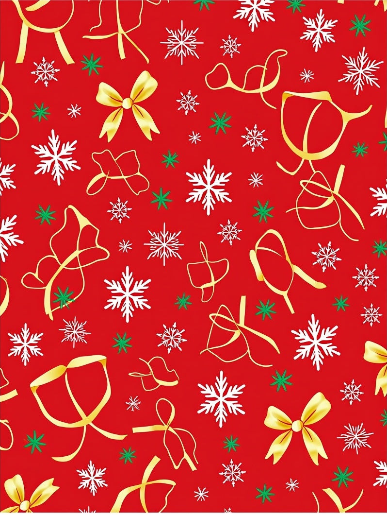 Crimson Woven Gold Snowflake Bow Rug