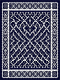 Dark Navy White Geometric Abstract Rug
