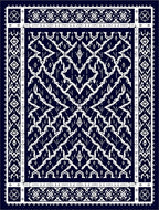 Dark Navy White Geometric Abstract Rug