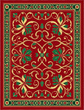 Deep Red Floral Scrollwork Rug