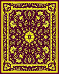 Yellow Floral Medallion Burgundy Border Rug